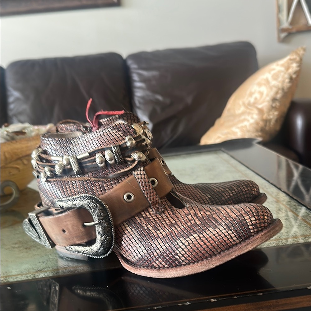 Freebird Brown and Silver Ankle Booties - Picture 2 of 5